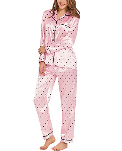 Comforting Women's Long Sleeve Satin Pajamas Sleep Set Varies Sizes.