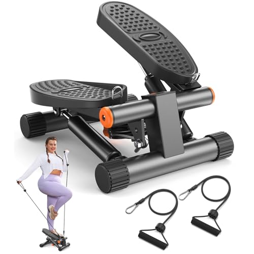 Portable Mini Stepper Exercise Equipment with Adjustable Resistance Bands Included.