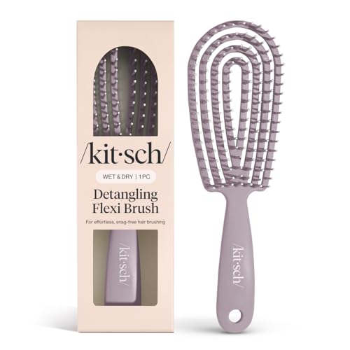 Kitsch Detangler Brush for Curly Hair - Flexible and Bendable Hairbrush for Easy Detangling