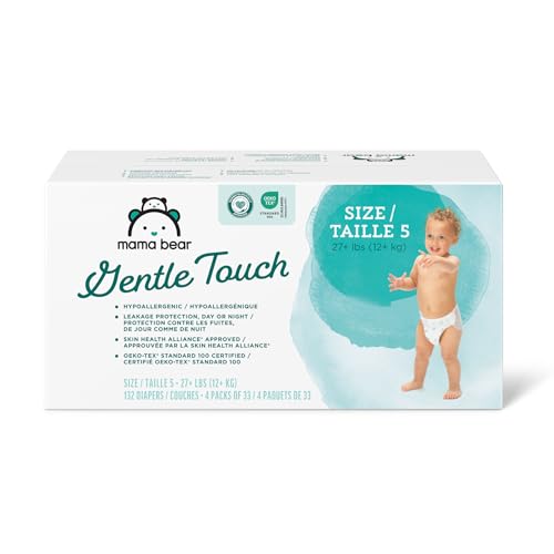 Amazon's Mama Bear Gentle Touch Diapers, Size 5, 132-Count.