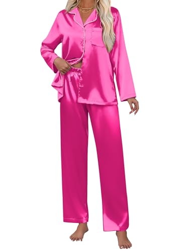 Luxe 2-piece silky pajama set with long sleeves and pants.