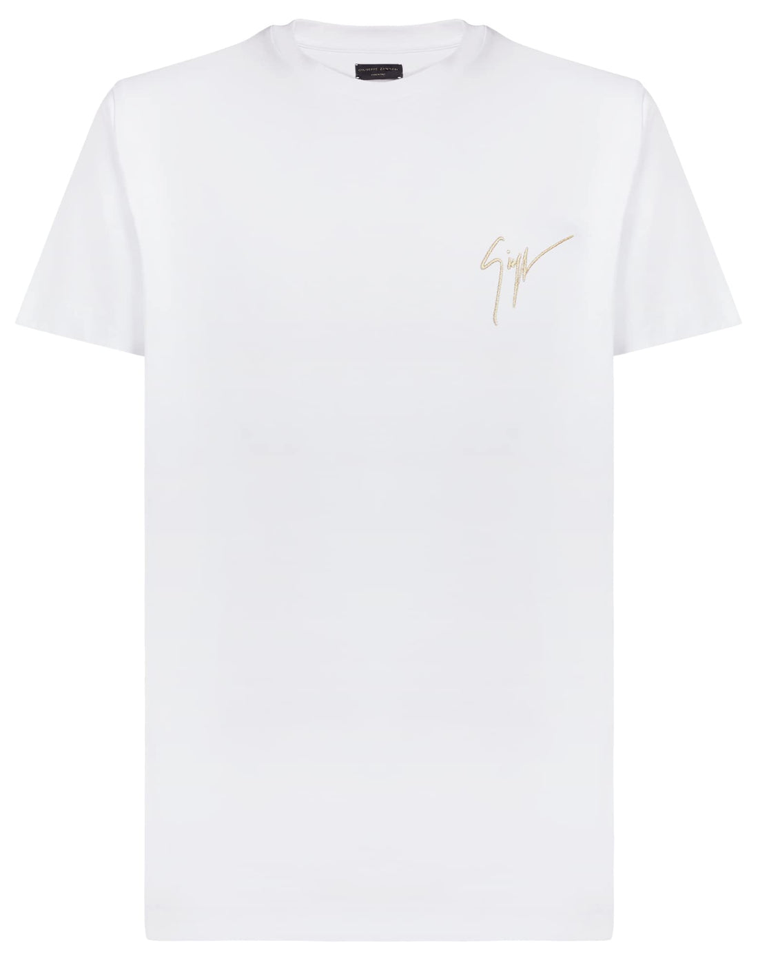 High-end fashion designer Giuseppe Zanotti's iconic LR-01 logo t-shirt.