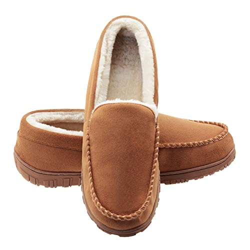 Cozy men's indoor → outdoor slippers with hard sole and plush upper.