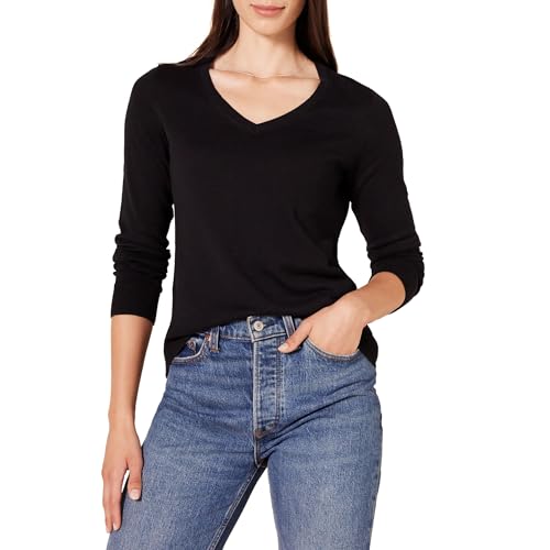 Women's Lightweight Long-Sleeve V-Neck Sweater in Classic Fit