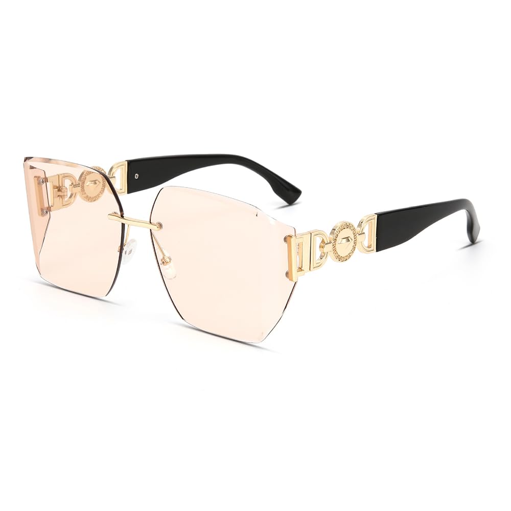 Trendy Oversized Sunglasses for Women Rectangular frameless sunglasses for travel and photography.