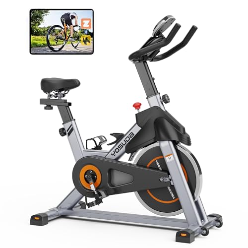 Indoor Cycling Station with Comfortable Seat and Tablet Mount Option.