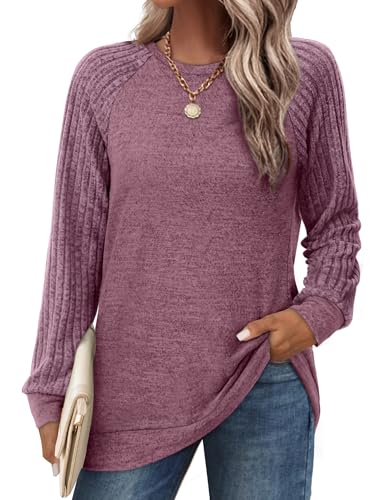 Women's Lightweight, Ministral Oversized Crewneck Sweater Tops for Fall.