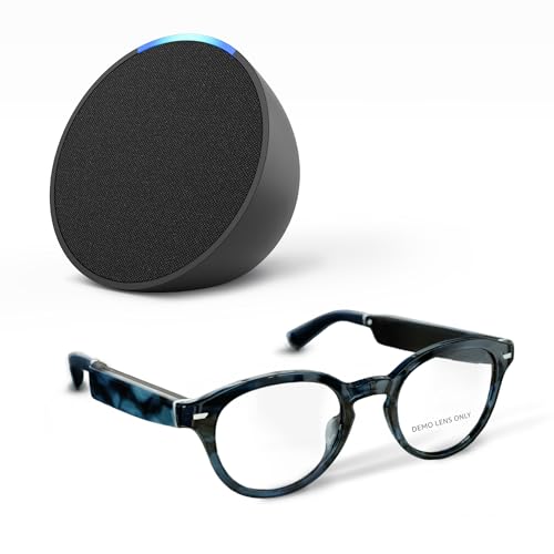 Smart Glasses with Alexa, Prescription Ready, and Stylish Blue Frames.