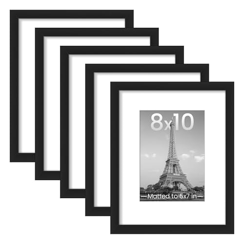 Black Picture Frame Set for 5x7 or 8x10 Photo Display.