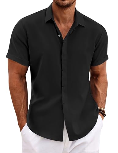 Beach-Ready Linen Button-Down Shirt for Men Casual Summer Weddings Everyday.