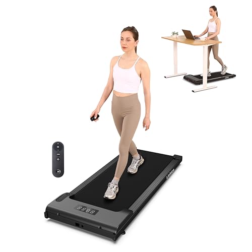 Compact, portable floor walking desk treadmill with quiet brushless motor.