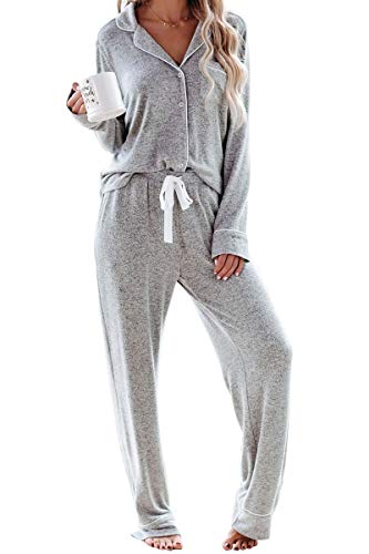 Soft and Comfortable Long Sleeve Pajama Sets for Women's Sleepwear.