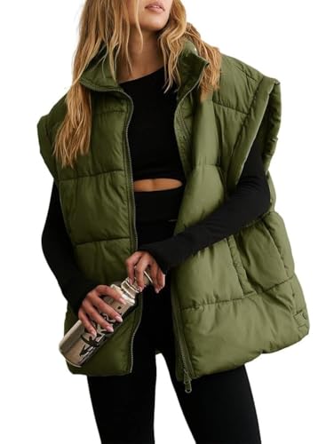 Women's Winter Puffer Insulated Vest with Padded Collar and Pockets.