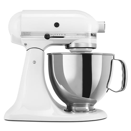 Ceramic 5-Quart Stand Mixer with White Finish by Artisan Brand.