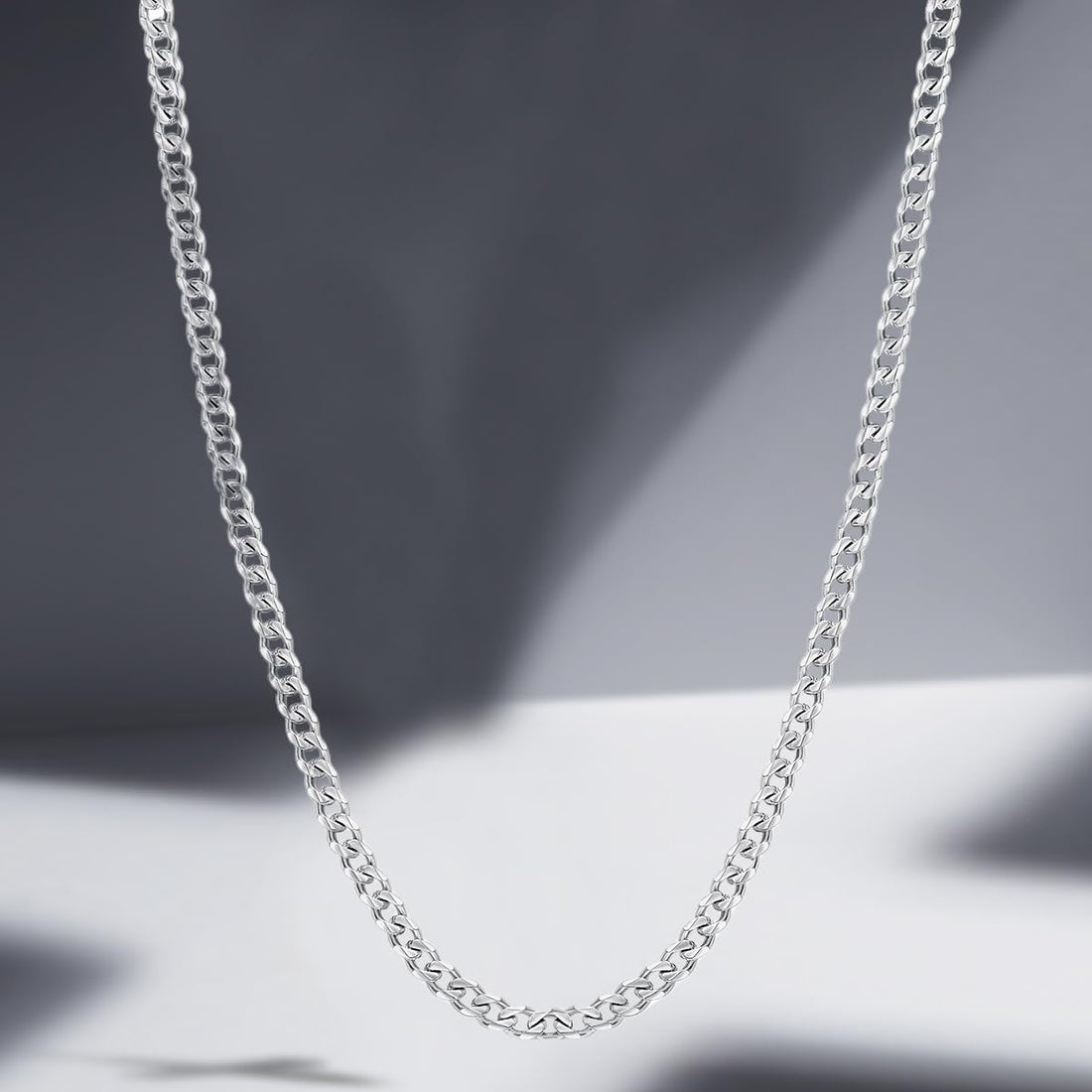 Elegant Stainless Steel Cuban Link Chains for Men in Silver Tone
