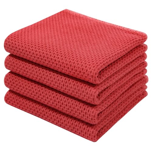 Homaxy Cotton Waffle Weave Kitchen Dish Towels - Soft, Absorbent & Quick Drying Cleaning Towels