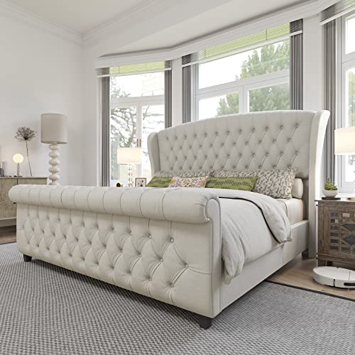 Upholstered Sleigh Bed Frames with Storage
