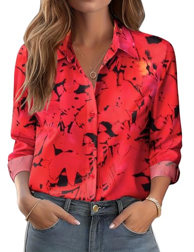 Classic Long Sleeve Blouse with Floral Print and Button Detailing.