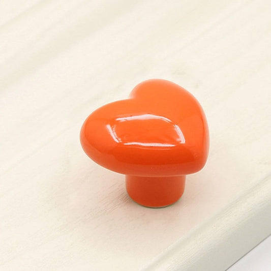 Heart Shaped Ceramic Cabinet Knobs Orange