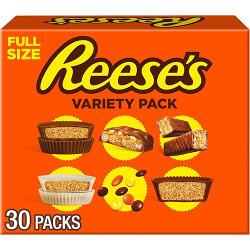 Large quantity of Reeses peanut butter candies for sharing or snacking.