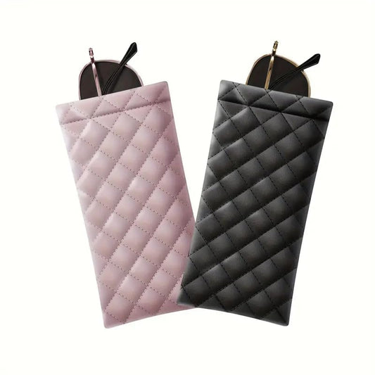 Portable Squeeze Eyeglasses Case - PU Leather Soft Sunglasses Bag Pouch