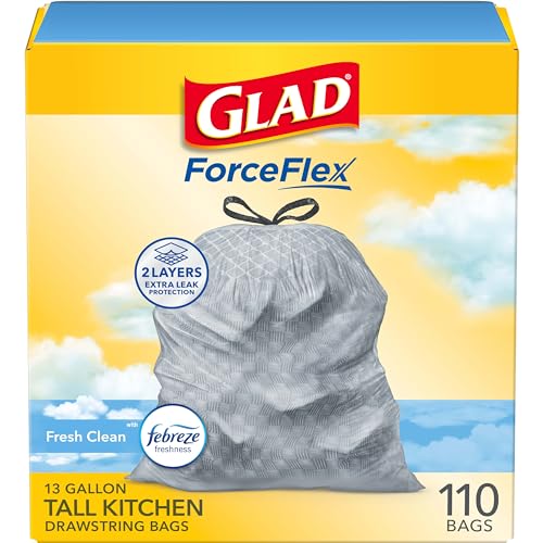 Glad Tall Kitchen Drawstring Trash Bags with Febreze Odorshield Variety Pack.