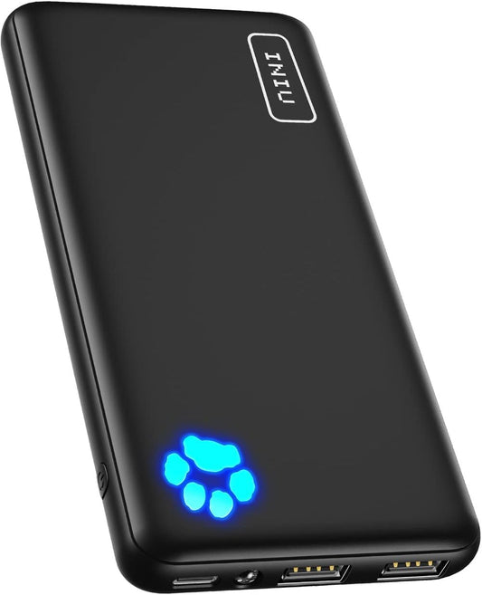 INIU Portable Charger, Slimmest 10000mAh 5V/3A Power Bank, USB C in⁘out High-Speed Charging Battery Pack, External Phone Powe