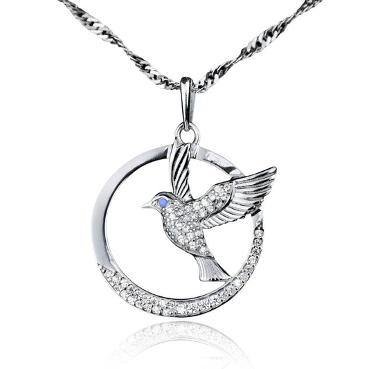 Silver Hummingbird Necklace for Women