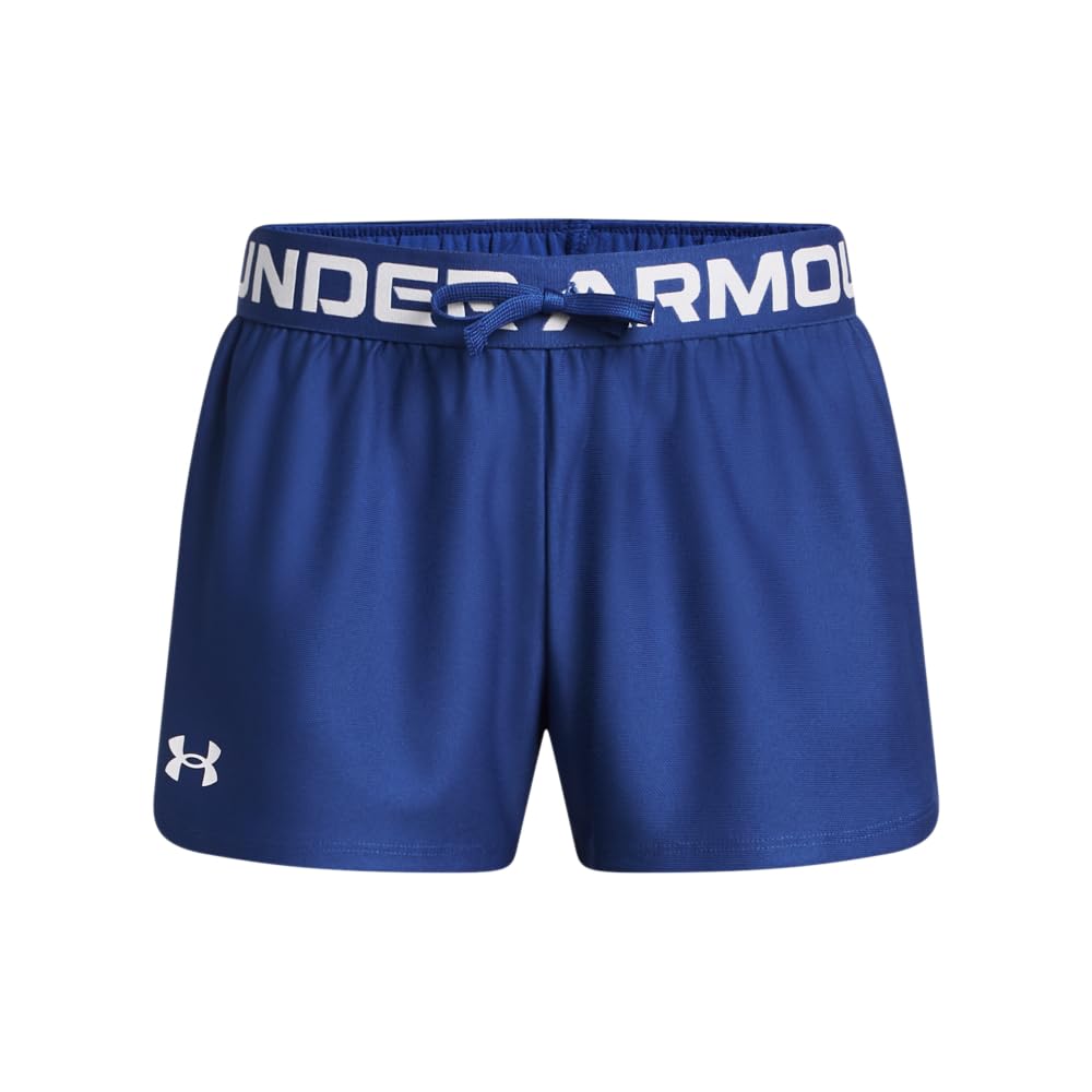 Under Armour Girls' Play Up Solid Shorts in Tech Blue.