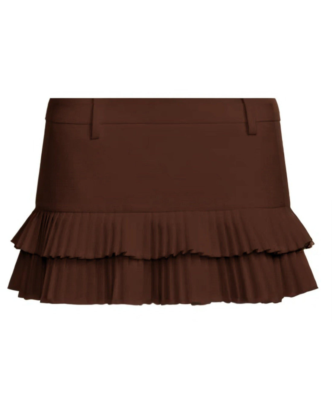 Pleated Mini Skirt for Women - Low Rise Double Ruffle Skort for Going Out