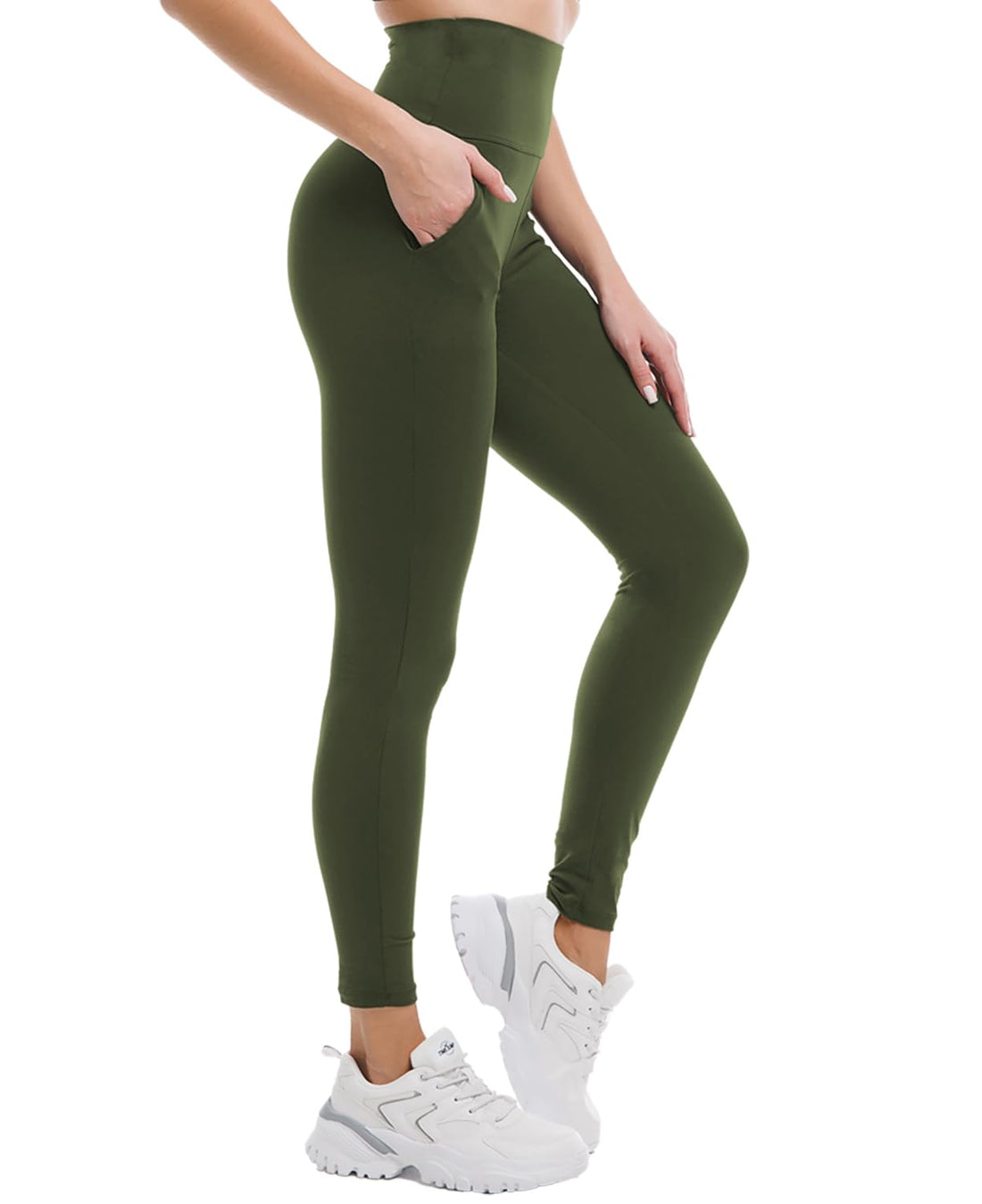 High-Waisted Butter Raised Leggings with Pockets for Women Workout.