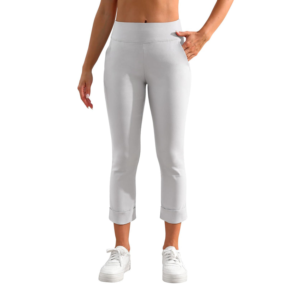 JAMfit Women's Grey Stretch Capri Pants