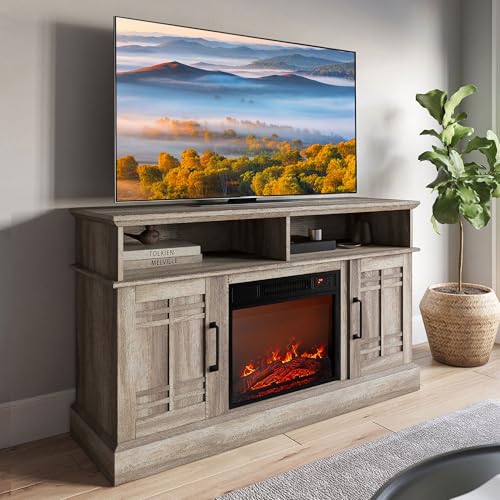 BELLEZE 48 TV Stand with 18 Electric Fireplace Heater