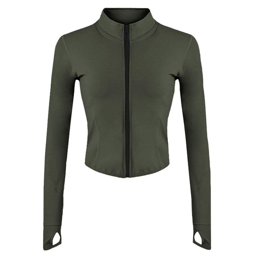 Women's Lightweight Athletic Full Zip Workout Jacket with Thumb Holes.