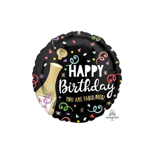 Anagram 18 Happy Birthday Gold Bubbly Champagne Flutes