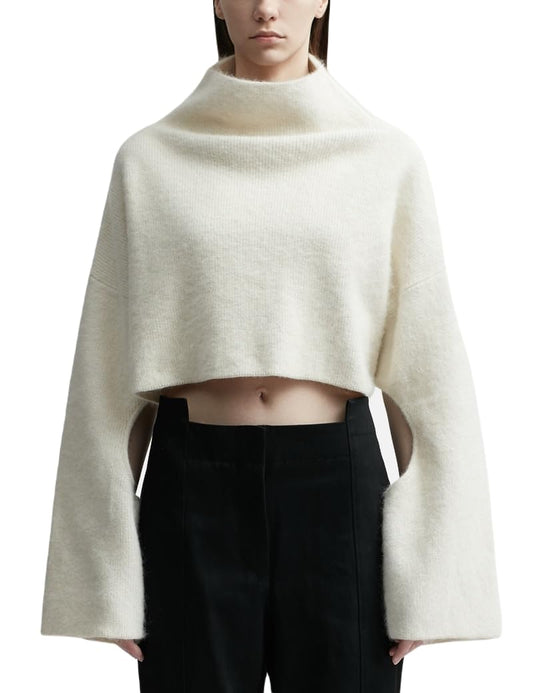 Fashionable cropped cutout jumper from JW Anderson women's high-end fashion collection.