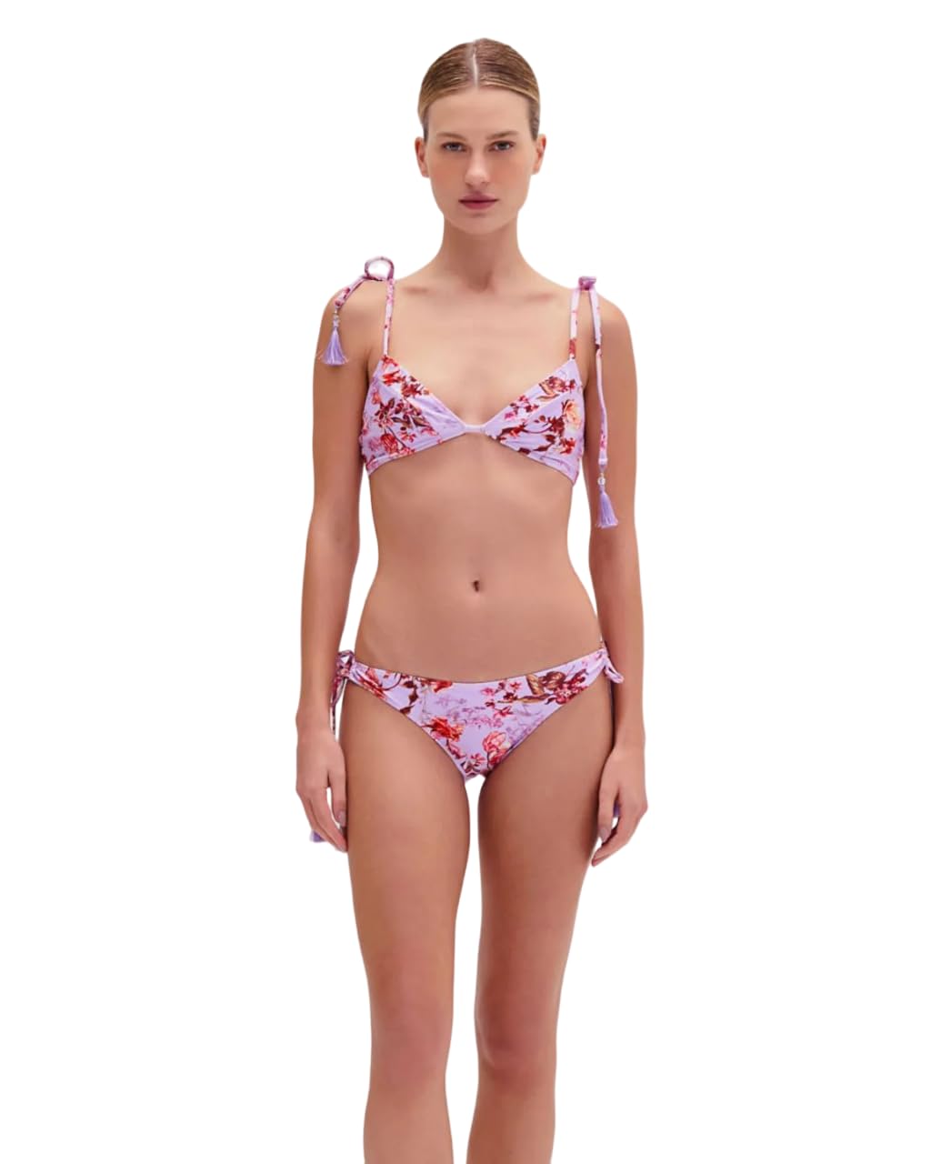 Vibrant Floral Patterned Bikini Top for Women's Summer Beachwear