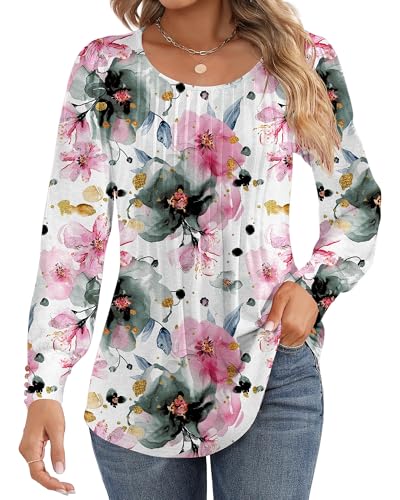 Women's Puff Sleeved Tunic Tops Dressy Casual Winter and Spring.