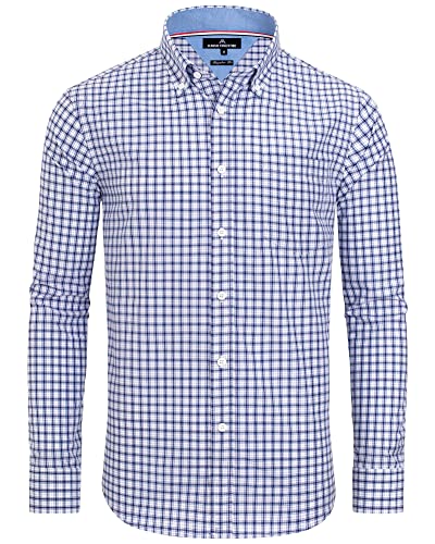 Cotton Plaid Button Down Shirt for Men, Regular Fit, Long Sleeve.