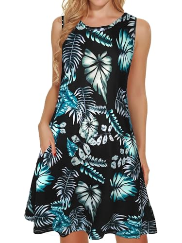 Elescat Women's Summer Sundress 2025 - Casual Sleeveless Floral Tank Dress with Pocket