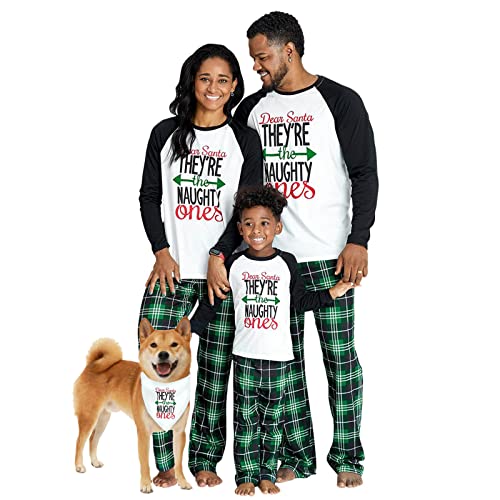 IFFEI Matching Family Pajamas Sets Christmas PJ's Letter Print Top and Plaid Bottom Sleepwear ...