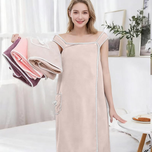 Soft Knee Length Bath Towel Wrap with Pocket