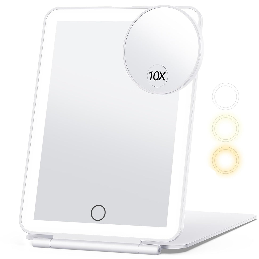 Travel Essential Makeup Mirror with LED Lights and Portable Rechargeable Power.