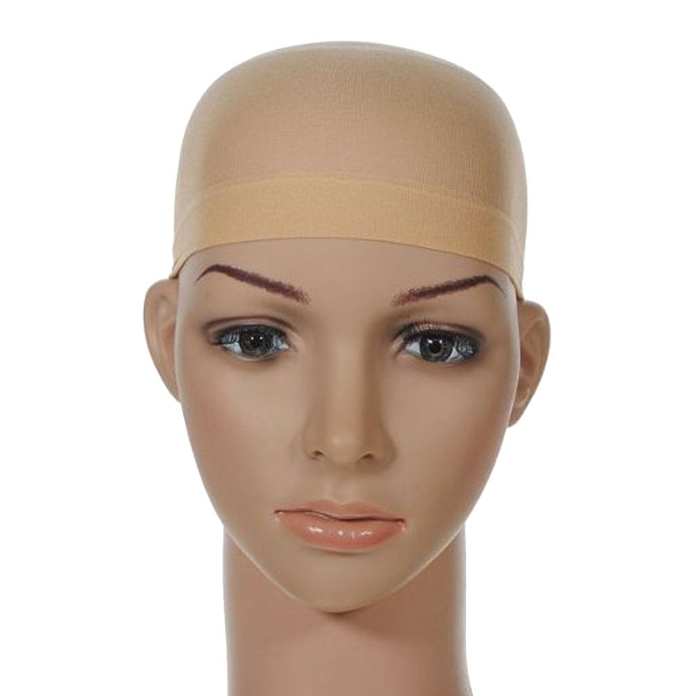 OMORFIEER Wig Caps, Stocking Caps For Wigs Stretchy Nylon Wig Caps For Women Beige （2pcs.