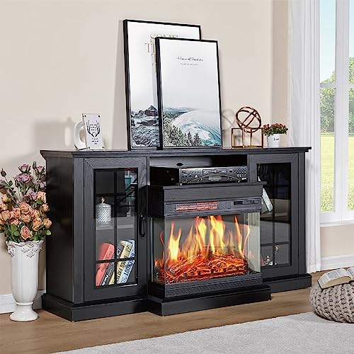 3-Sided Glass Fireplace TV Stand and Media Console