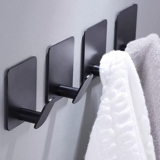 Matte Black Adhesive Wall Hooks 4 Pack
