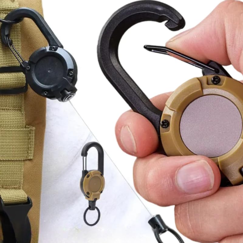 Brown Heavy Duty Retractable Keychain ID Badge Holder