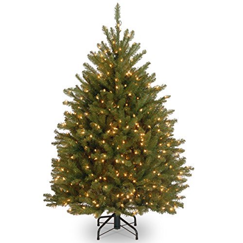 National Tree Company Pre-Lit Artificial Mini Christmas Tree, Green, Dunhill Fir, White Lights, ...