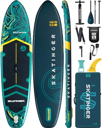 Skatinger 11'6 x 35 Ultra Stable Wide Inflatable Paddle Board for 3 People or 450lb Capacity