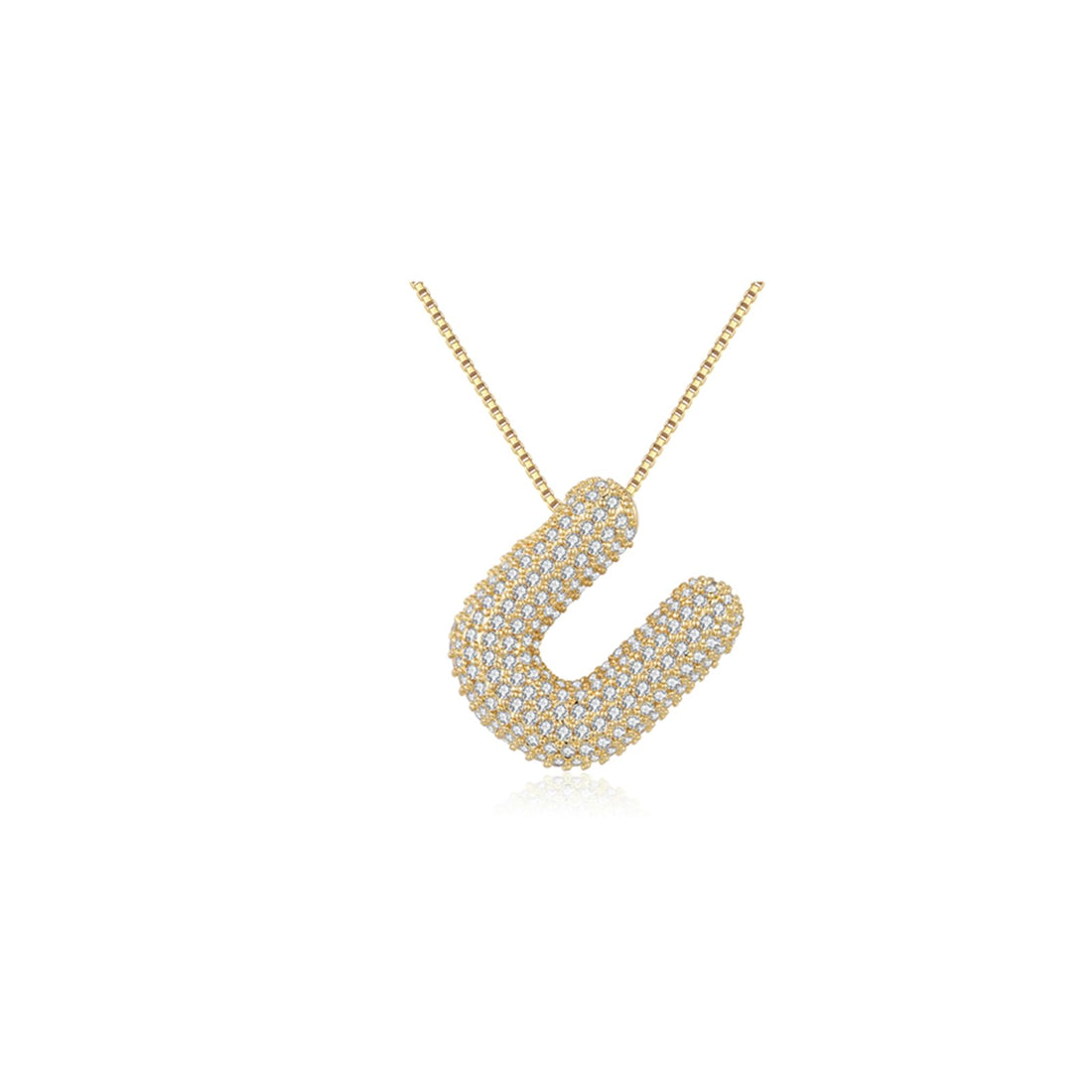 Gold Bubble Letter U Necklace for Women